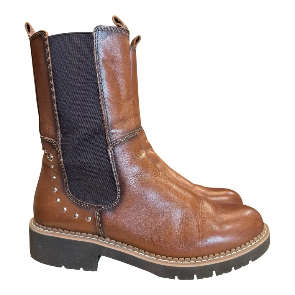 Pikolinos Women's Vicar WOV-8520 Leather Boot Studded Side Sock Panel 36 US 5